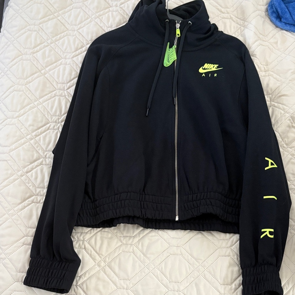 Nike Air Women's Black Bomber Jacket with Neon Accents